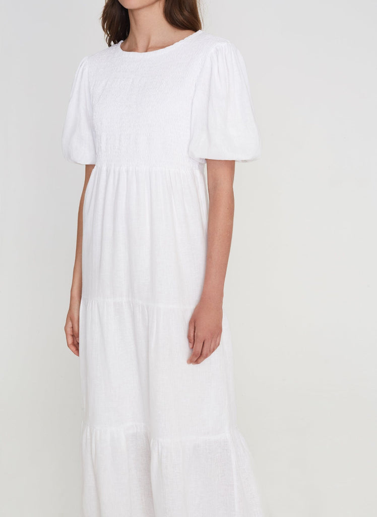 plain white linen dress