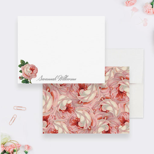 Floral Note Card Set For Women, Personalized Home Office