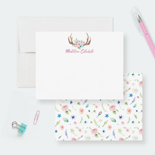 Watercolor Blush Pink Personalized Stationery Set for Women, Elegant Note  Card for the Home or Office, Thank You Letter Stationary Cards