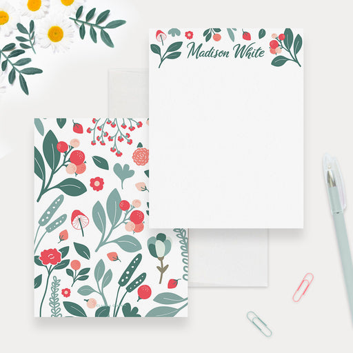Floral Stationery Set For Women, Personalized Note Card with Vintage F —  Claudia Owen
