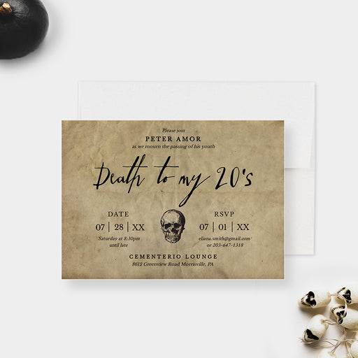 Coffin Party Invitation Editable Template, Here Lies My Youth