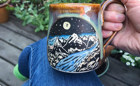 mug with mountain scene