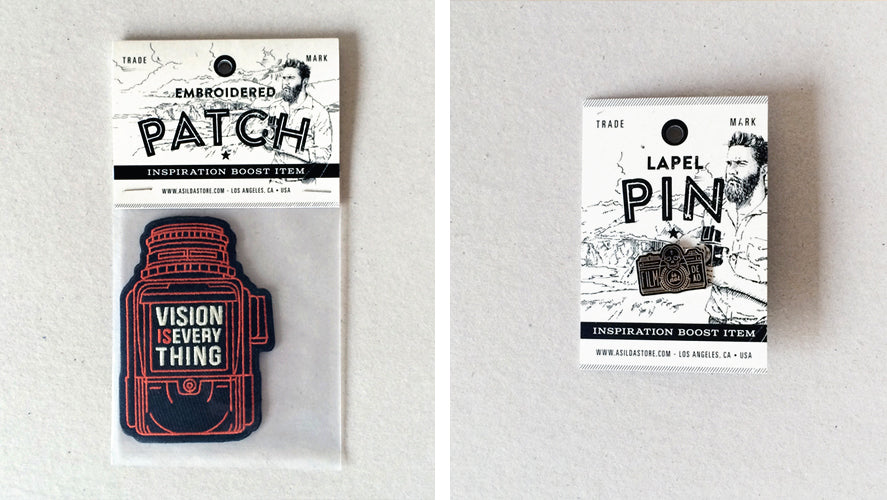 asilda products in new packaging - iron on patches and stickers