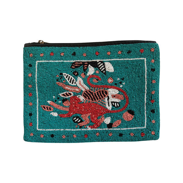 The Heart of Monkey Beaded Clutch Bag