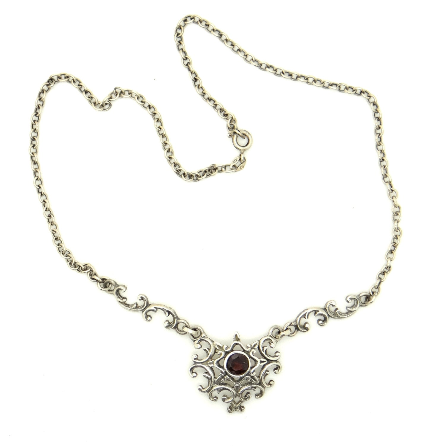 Edwardian sterling Silver garnet necklace