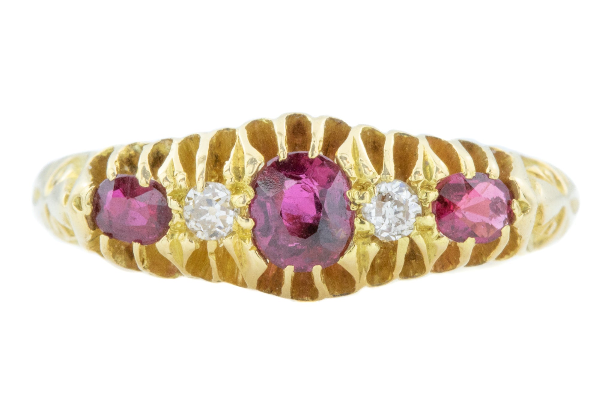 Antique Ruby & Diamond Boat Ring c.1911 – Lillicoco