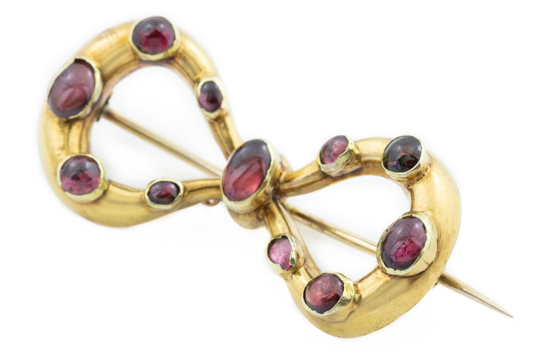 15ct Gold Antique Garnet Bow Brooch with Hair Compartment – Lillicoco