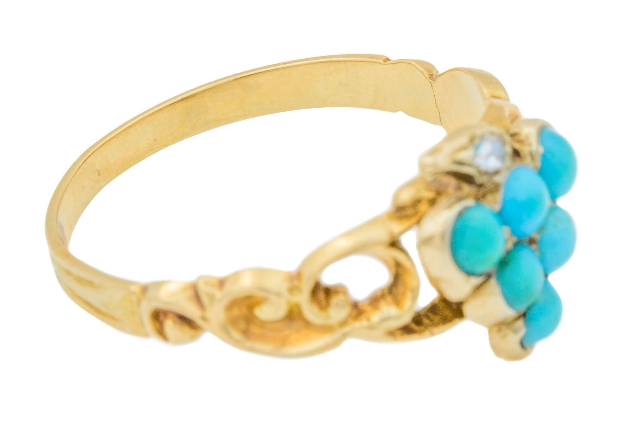 Antique Turquoise & Diamond Bunch of Grapes Ring in 9ct Gold – Lillicoco