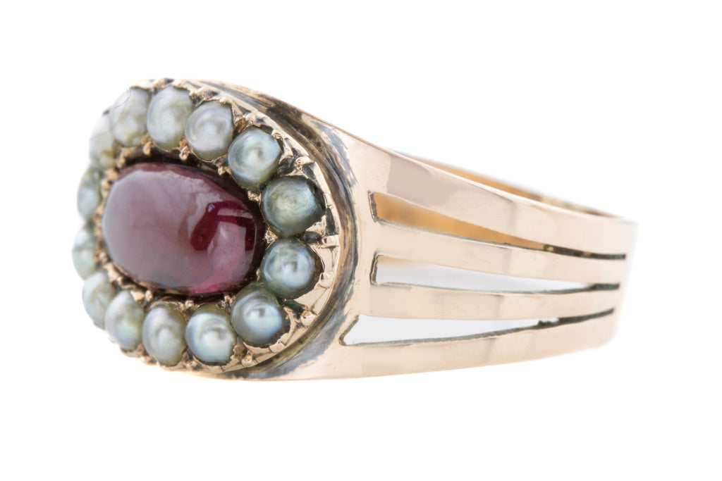 Inscribed Georgian Garnet Pearl Mourning Ring c.1802 – Lillicoco