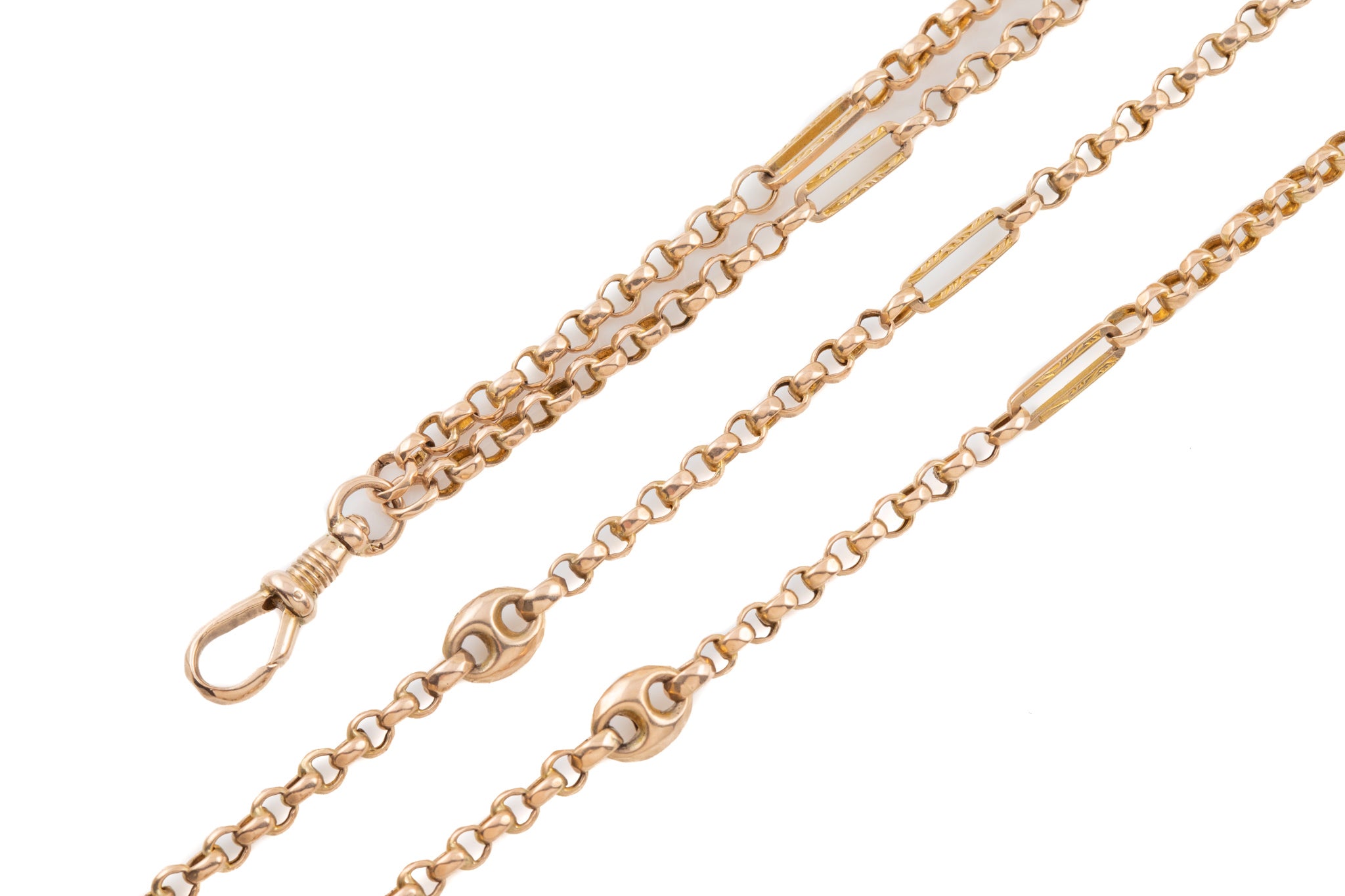 Rare Victorian Gold Fancy Guard Chain, 63" (35g) – Lillicoco