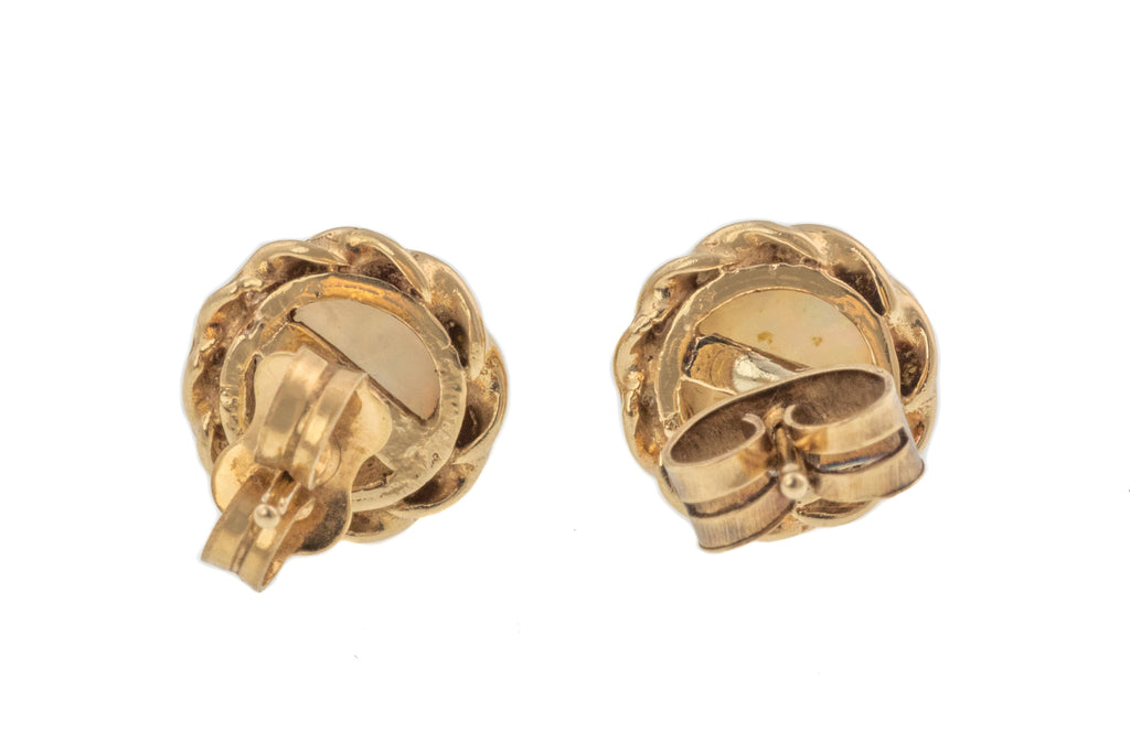Victorian 9ct Gold Opal Stud Earrings, (0.60ct)