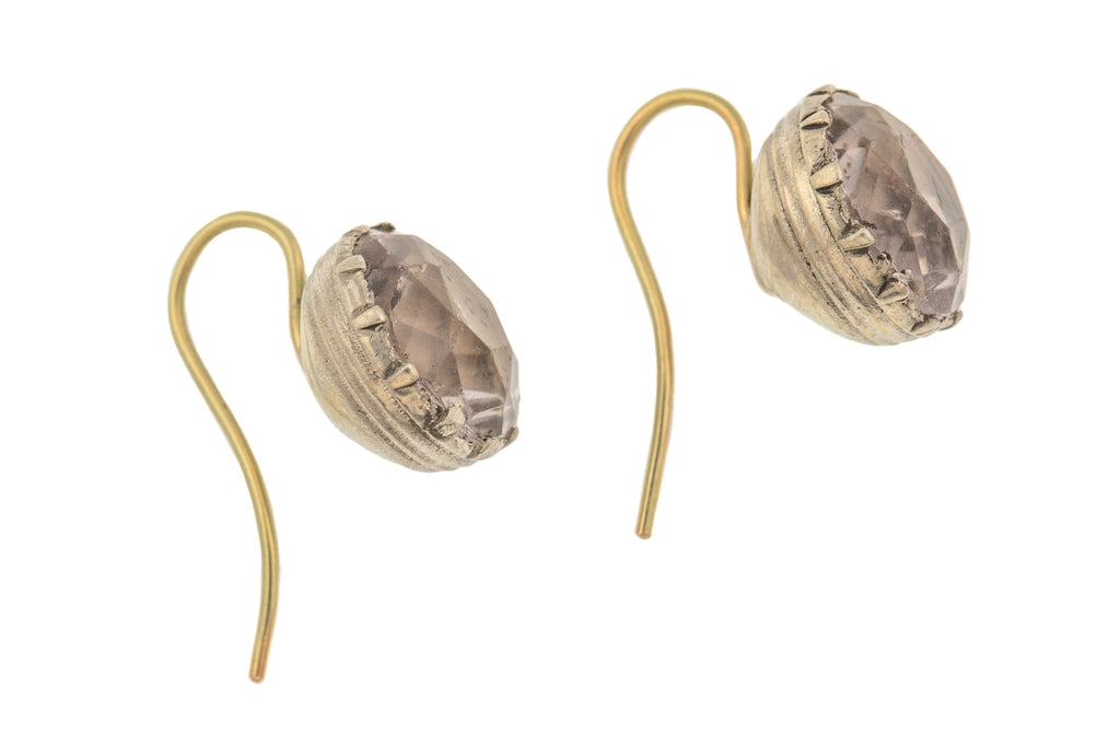 Georgian Foiled Paste Drop Earrings, with 18ct Gold Hooks