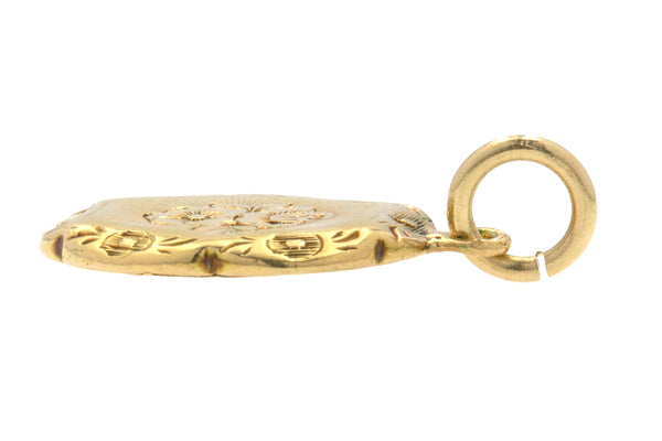 Antique 15ct Gold Flower Engraved Pendant – Lillicoco