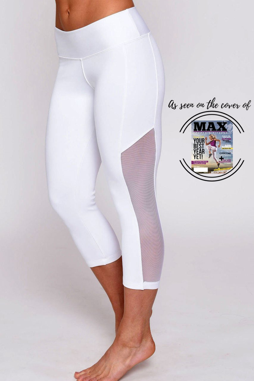 white mesh workout leggings