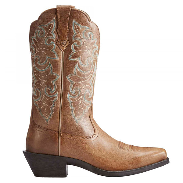 Ariat  Ladies Performance Round Up Square Toe Brown Cowboy Boots