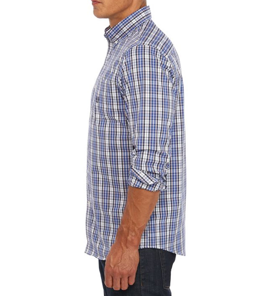 Chaps Men's Blue Long Sleeve Easy Care Plaid Shirt