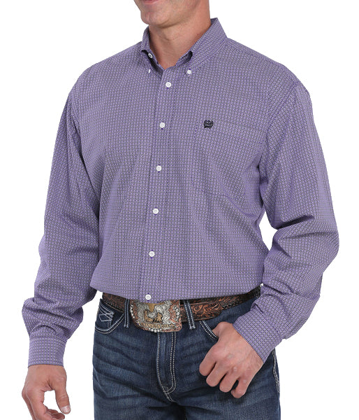 Cinch Men's Purple Geo Print Button Long Sleeve Western Shirt