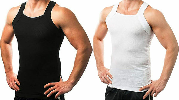 Lot Of 6 Men Tank Top 100% Cotton Breathable Wife Beater Ribbed Soft Thin  PWR