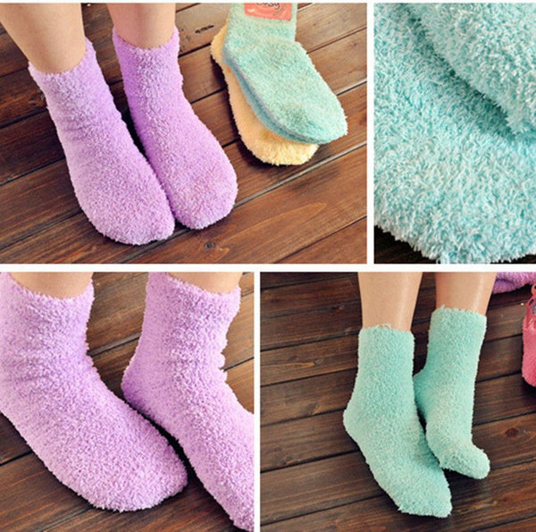 2 Pack Assorted Women's Thick Knit Fuzzy Sherpa Lined Soft Slipper Soc