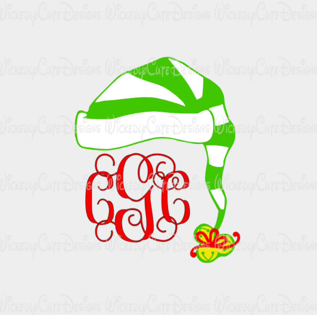 Download Elf Hat Monogram Frame Svg Dxf Eps Png Digital File Wickedly Cute Designs