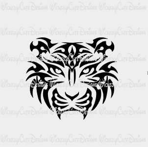 Download Full Face Tiger Silhouette SVG, DXF, EPS, PNG Digital File - Wickedly Cute Designs