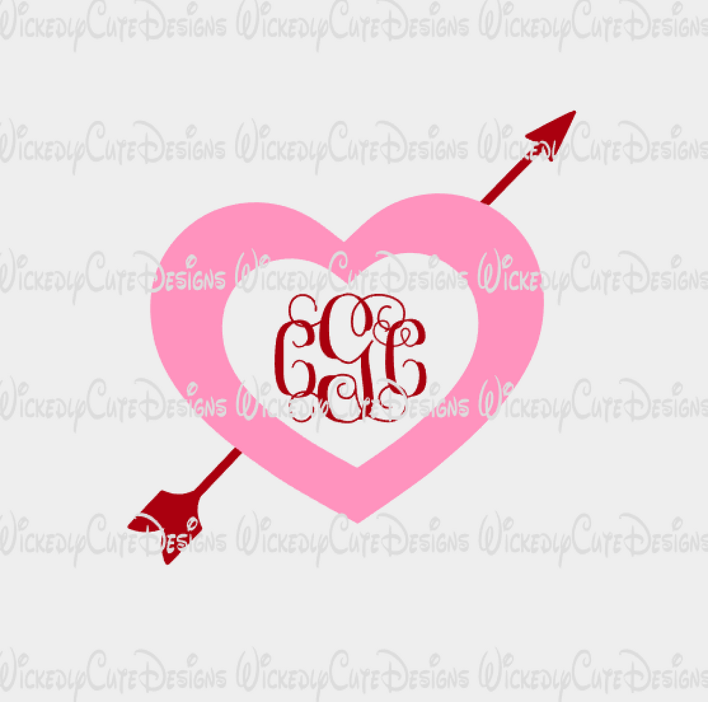 Download Heart And Arrow Monogram Frame Svg Dxf Eps Png Digital File Wickedly Cute Designs