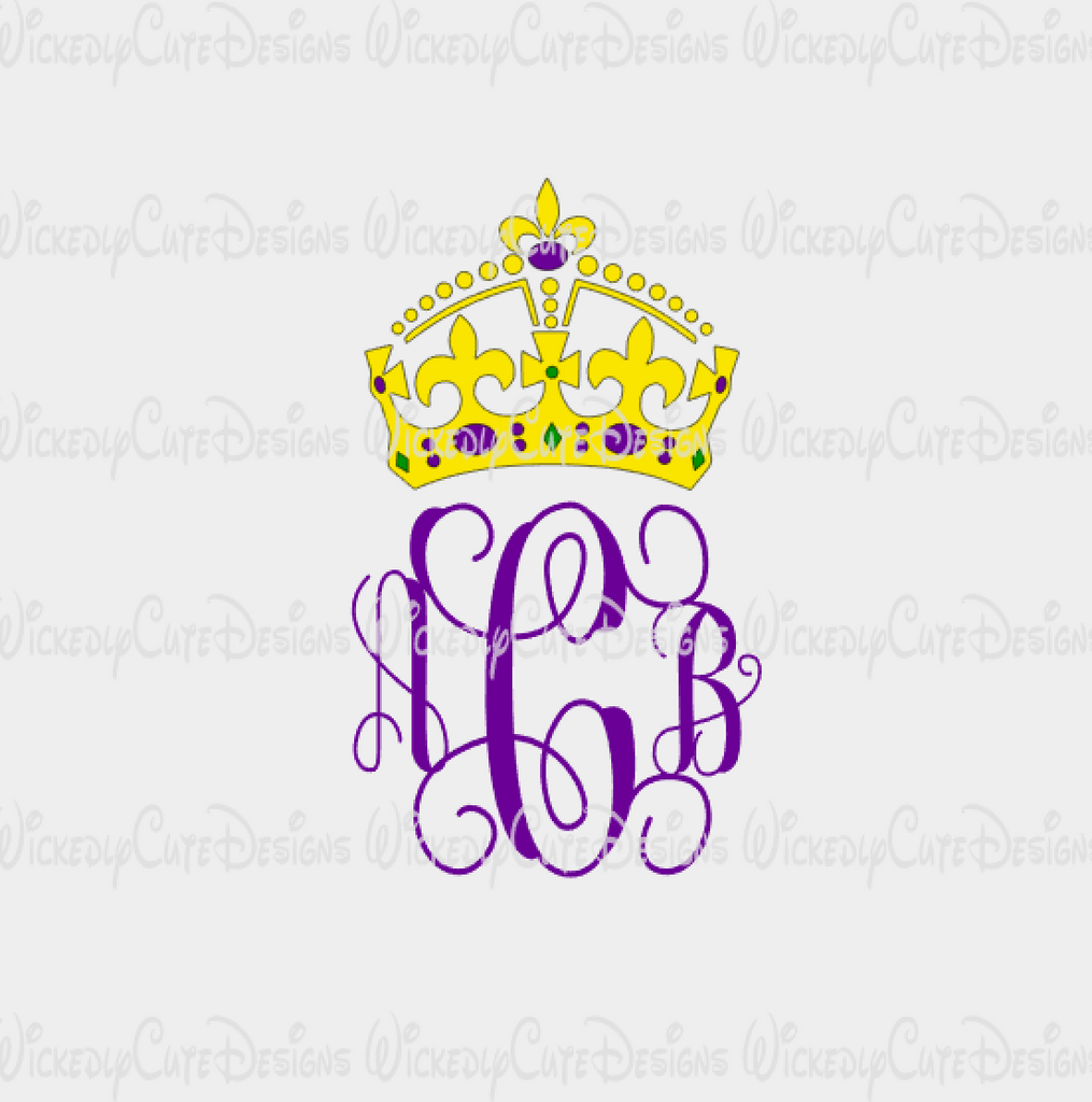 Download Mardi Gras Crown Monogram Frame Svg Dxf Eps Png Digital File Wickedly Cute Designs