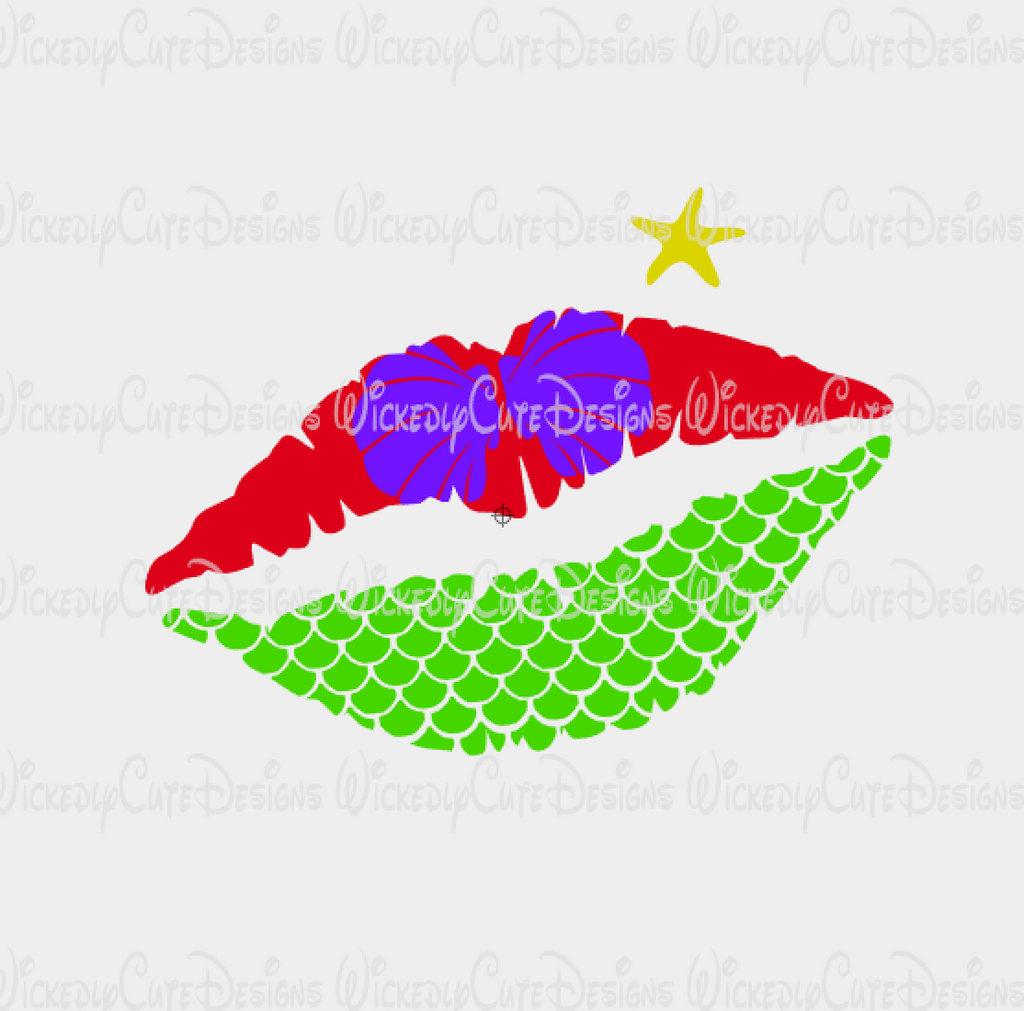 Download Princess Ariel Mermaid Lips Svg Dxf Eps Png Digital File Wickedly Cute Designs