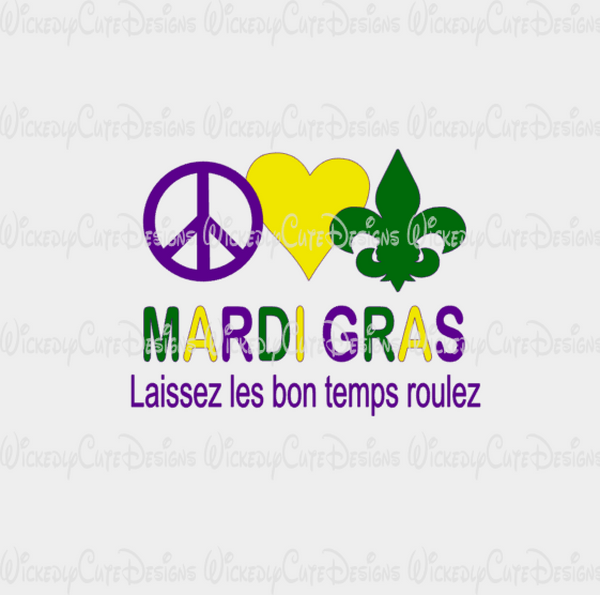 Download Peace Love Mardi Gras SVG, DXF, EPS, PNG Digital File ...