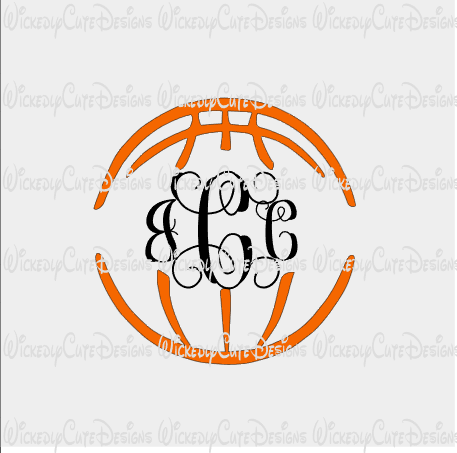 Basketball Monogram Frame SVG, DXF, EPS, PNG Digital File - Wickedly Cute Designs