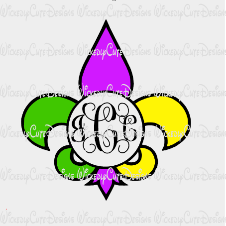 Download Mardi Gras Fleur de Lis Monogram Frame SVG, DXF, EPS, PNG Digital File - Wickedly Cute Designs