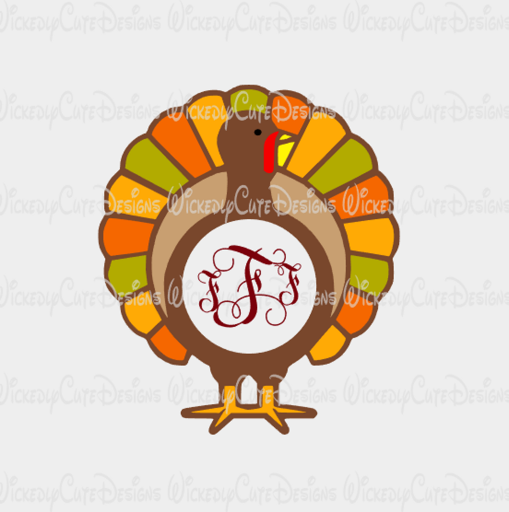 Download Turkey Monogram Frame Svg Dxf Eps Png Digital File Wickedly Cute Designs