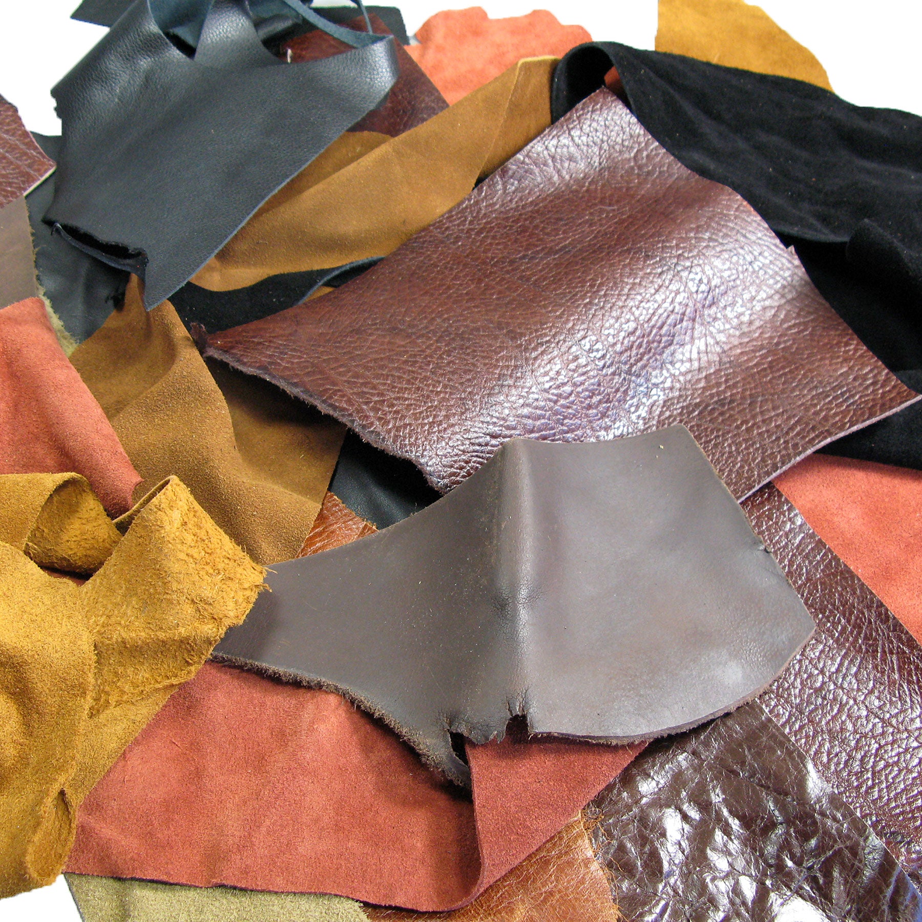 5 Lb Mixed Cow Hide Leather And Suede Scrap Pieces Asst Colors