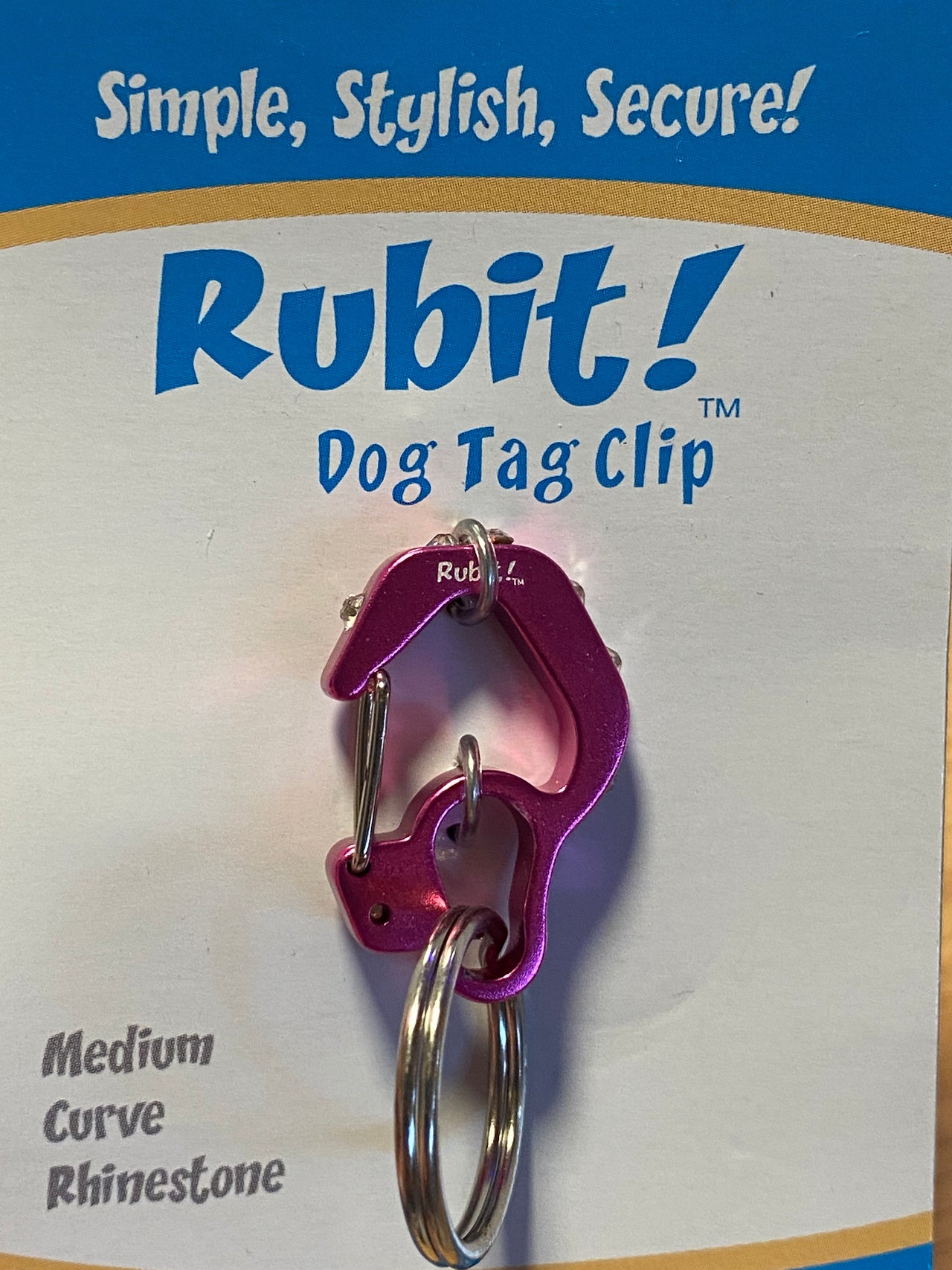 Rubit Dog Tag Clip - Rhinestone Curve Series