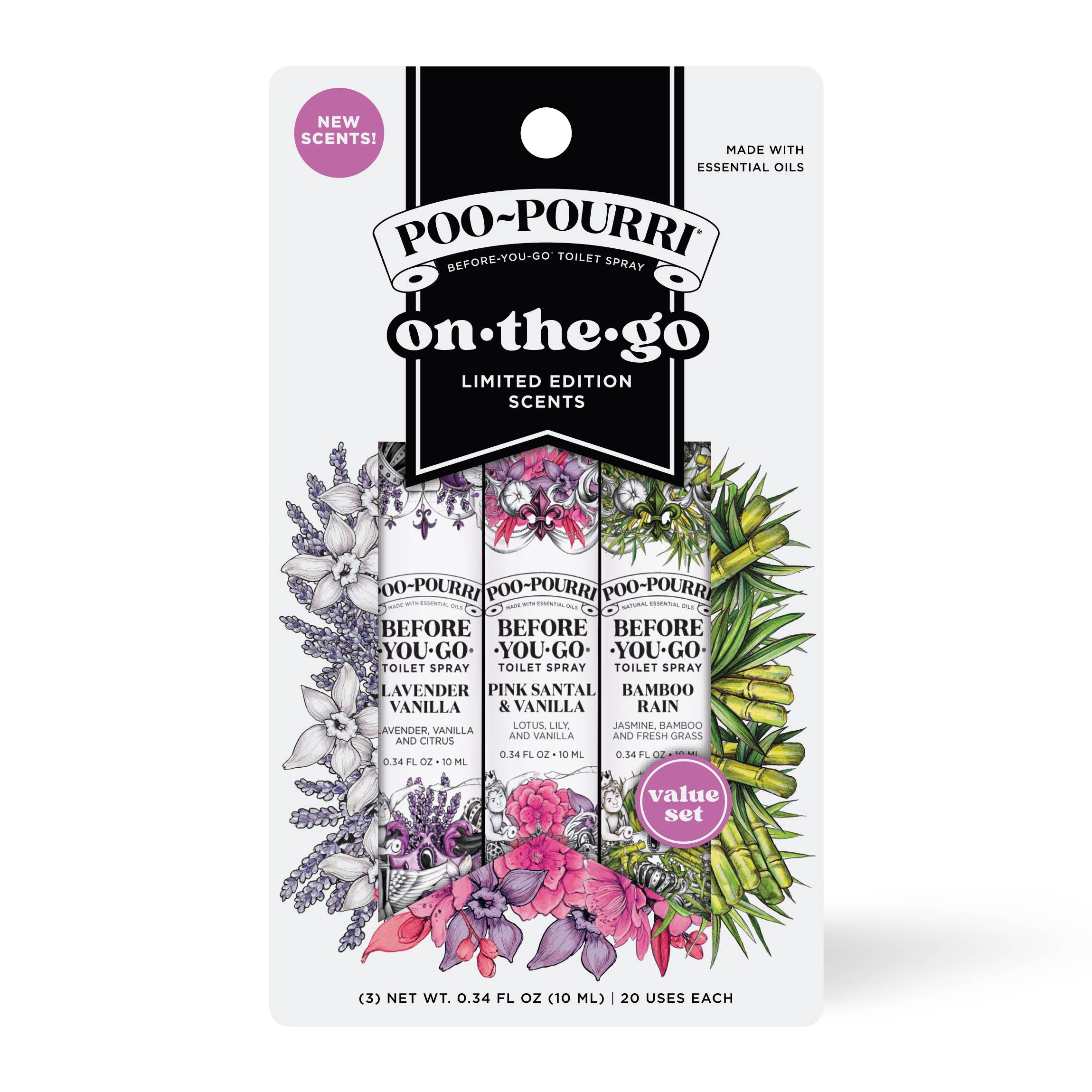 Poo~Pourri On-The-Go Spring 3 pack 10mL Travel Size Gift Set