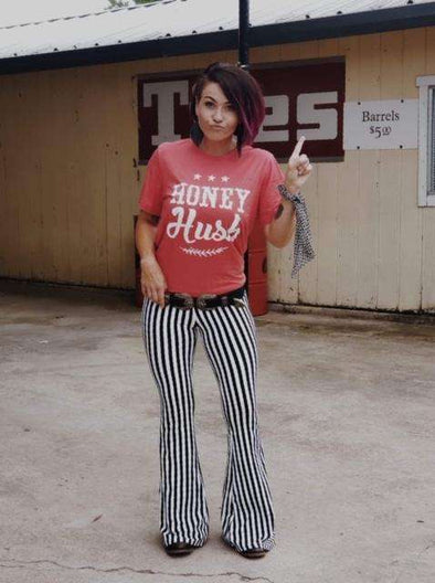 high waisted striped bell bottoms