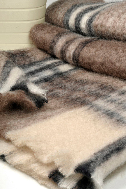 Brown Black Beige Plaid Blanket Haute Wrap Home