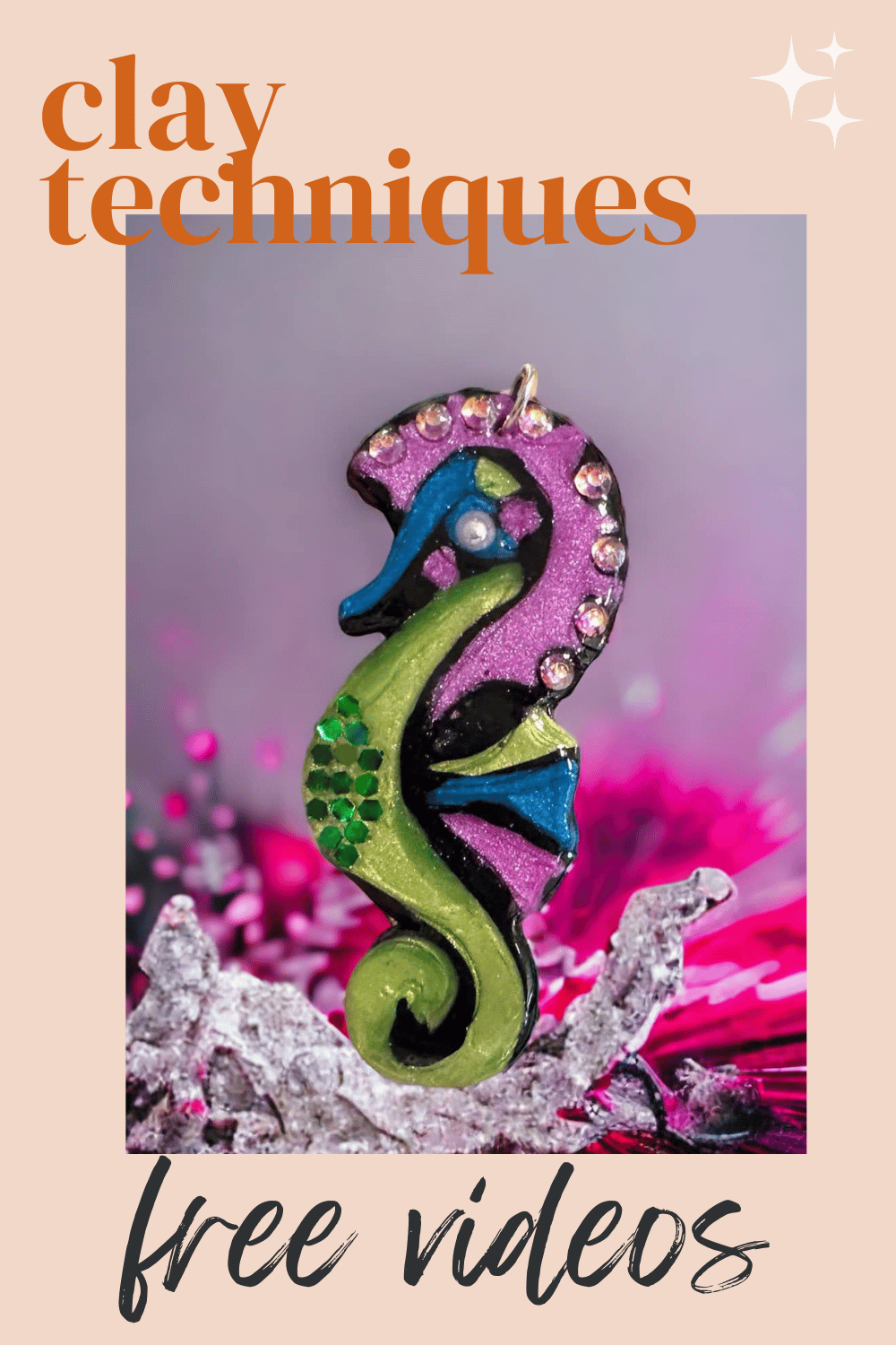 how to make polymer clay seahorse inlay stencil createalong