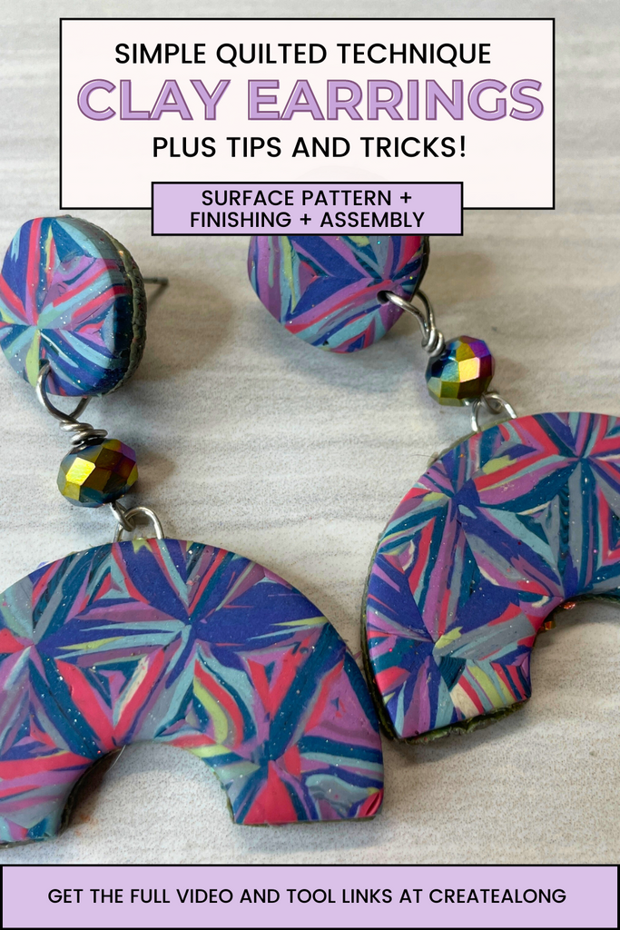 make quilted look clay earrings
