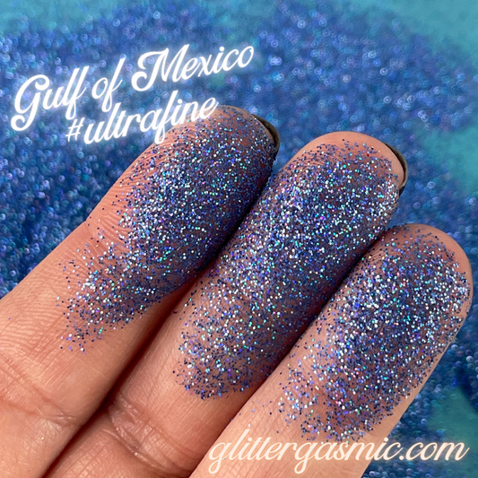 Gulf of Mexico Deep Blue Holographic Chunky Glitter for pens candles e