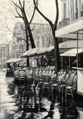 Painting of Cafe in the Rain