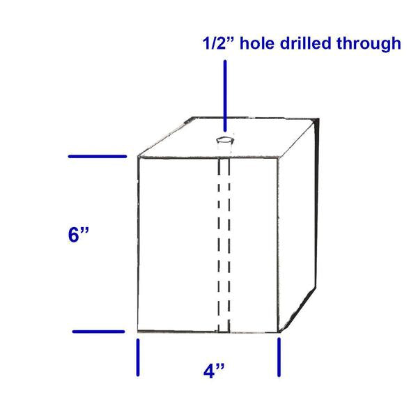 ½” hole drilled through the center of our homemade carpenter bee trap