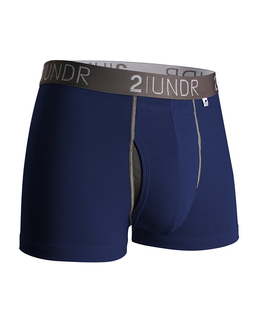 navy blue trunk underwear with fly for men