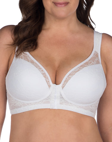 Exclare Women's Front Closure Full Coverage Wirefree Posture Back Everyday  Bra(Grey,38B) 