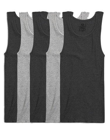 papi Men's 3-Pack Cotton Square Neck Tank Top, Black, Small