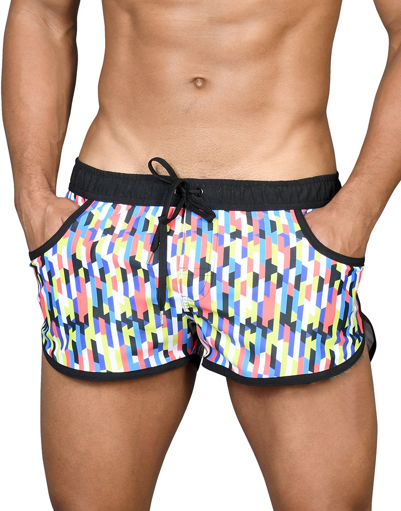 multicolored swim shorts for men