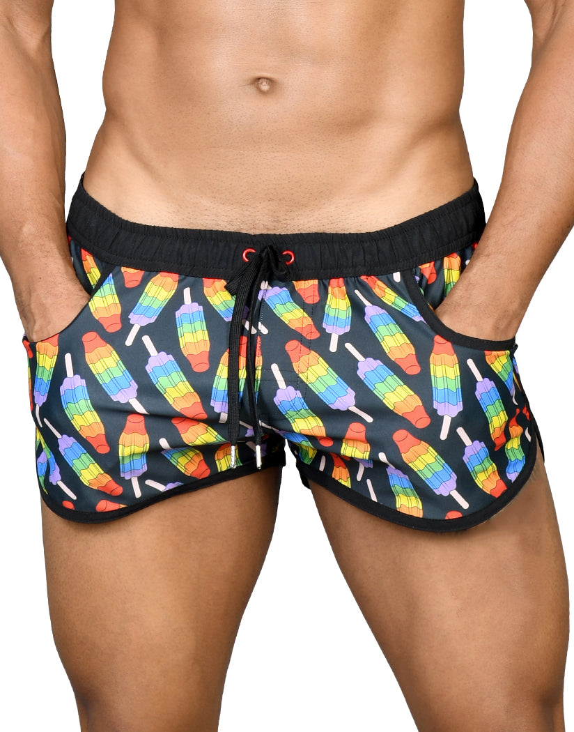 rainbow popsicle print swim shorts for men