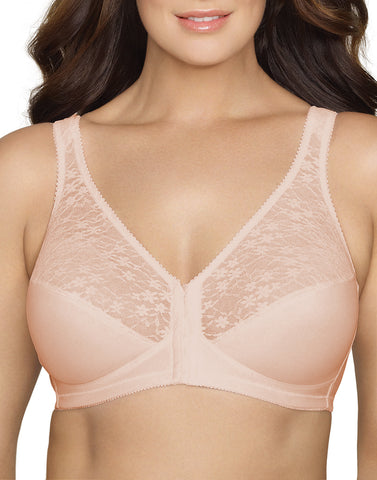 Glamorise Bra 9245 - Allover Lace Front-Close Underwire Bra - Beige