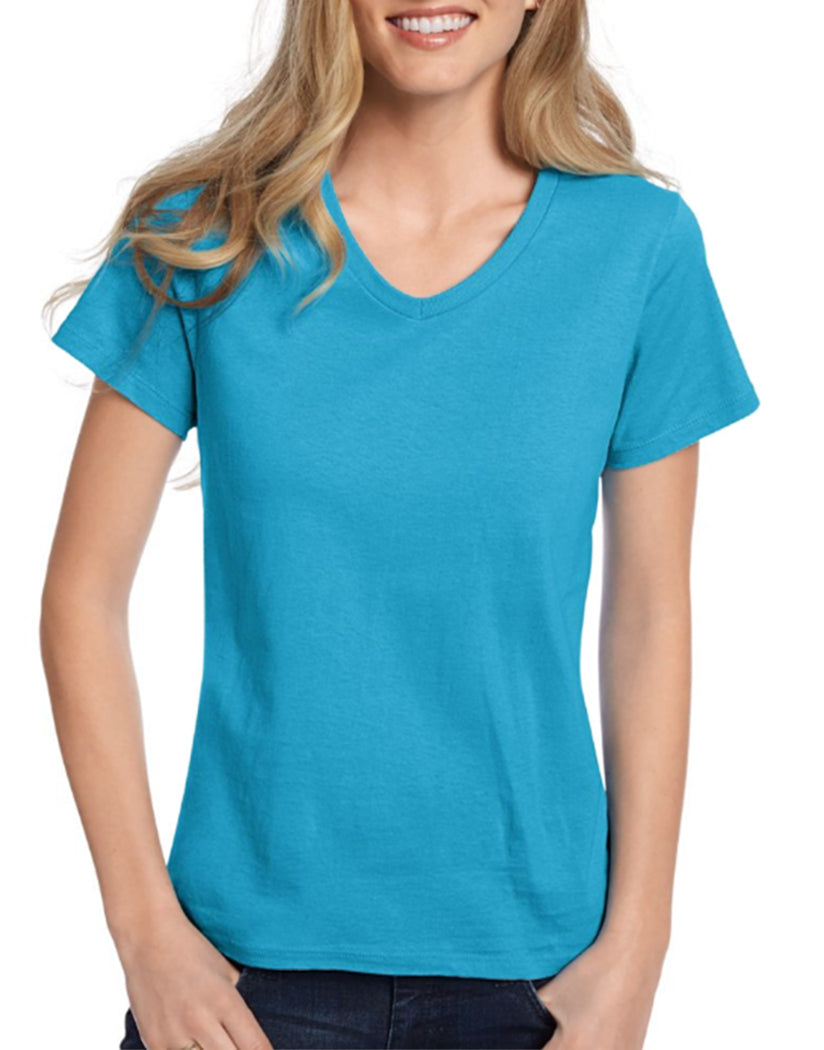Hanes Women Relaxed Fit Comfortsoft V Neck T Shirt 5780 