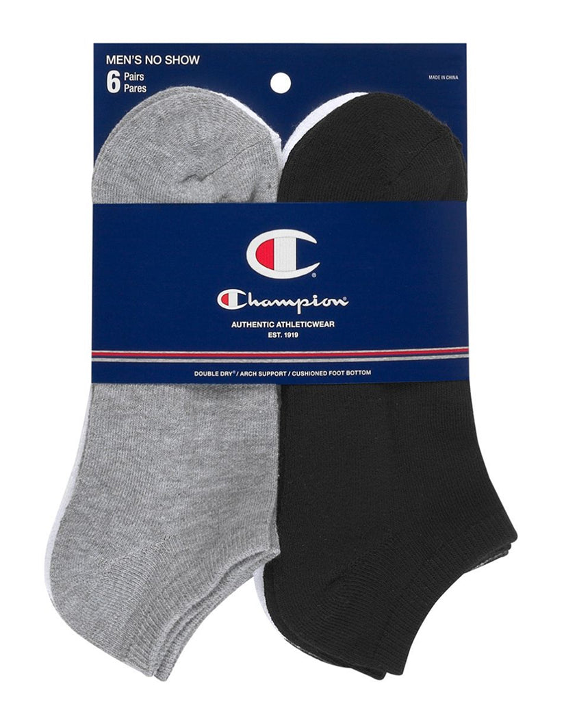 Champion Mens Logo No-Show Socks 6-Pack 